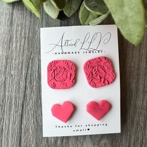 #125 Handmade Pink Stud Earrings